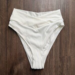 Aerie High Cut Cheeky White Bikini Bottom V Waist